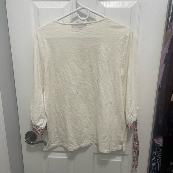 Tommy Hilfiger White Blouse with Patterned Sleeve Ties - Picture 5 of 8